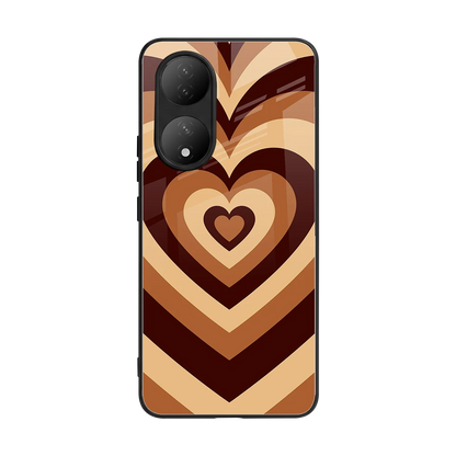 Y2K Brown Hearts back phone cover | glass case for Vivo-y100