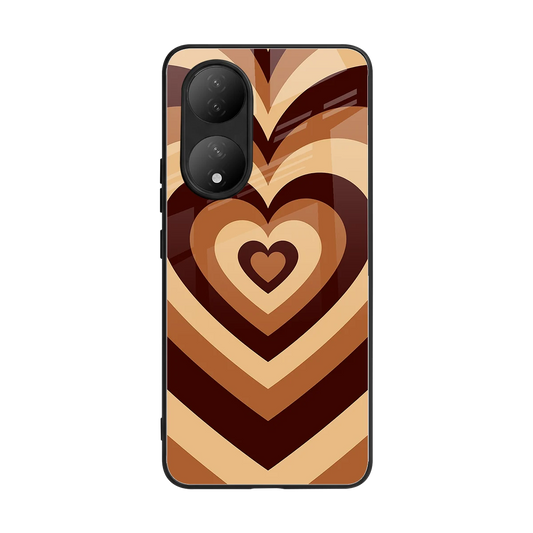 Y2K Brown Hearts back phone cover | glass case for Vivo-y100