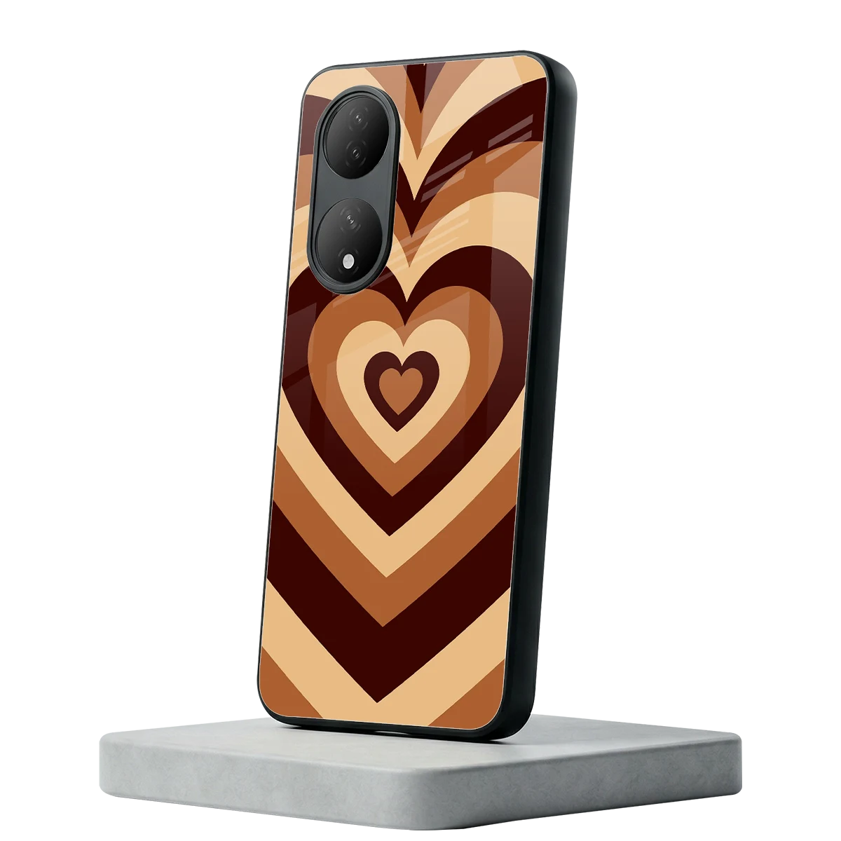 Y2K Brown Hearts Vivo-y100 mobile cover | shockproof glass phone case