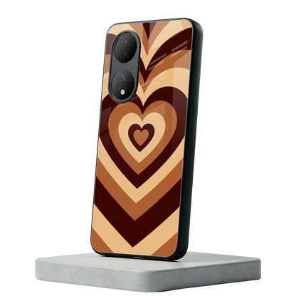 Y2K Brown Hearts Vivo-y100 mobile cover | shockproof glass phone case
