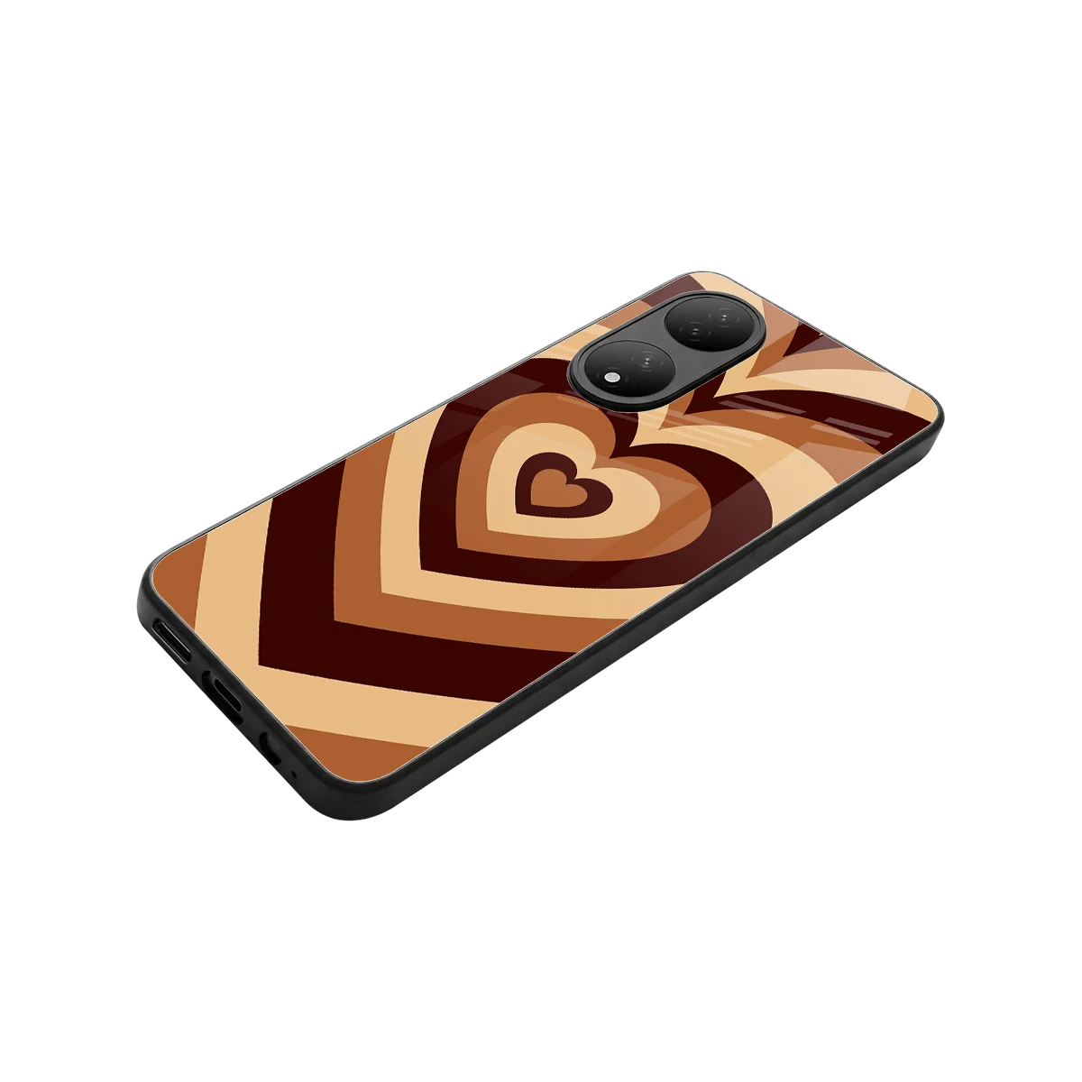 Y2K Brown Hearts stylish phone case for Vivo-y100 | glossy glass and slim fit