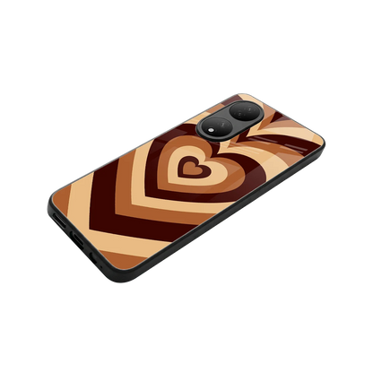 Y2K Brown Hearts stylish phone case for Vivo-y100 | glossy glass and slim fit