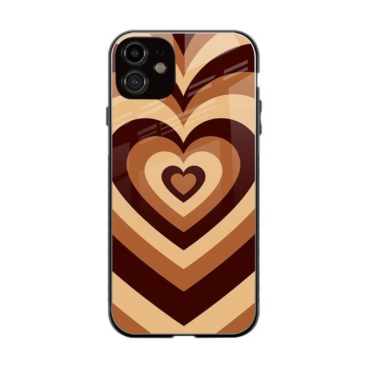 Y2K Brown Hearts back phone cover | glass case for iphone 12