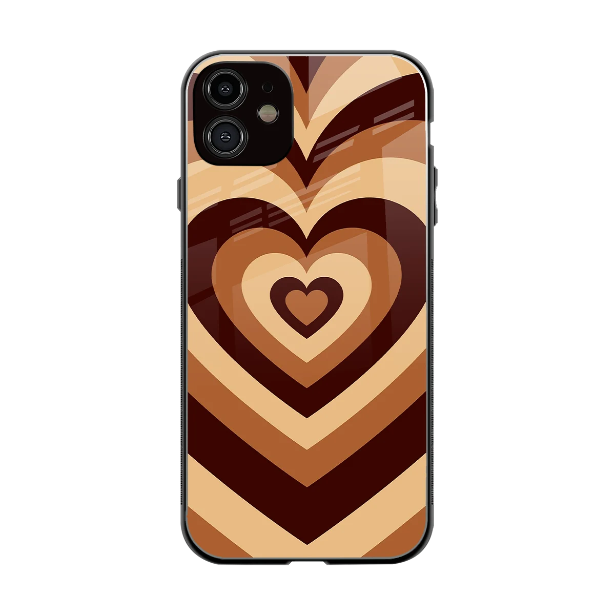 Y2K Brown Hearts back phone cover | glass case for iphone 11
