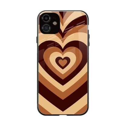 Y2K Brown Hearts back phone cover | glass case for iphone 11