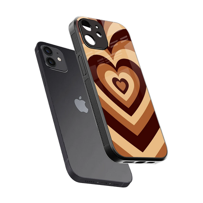 Y2K Brown Hearts sleek iphone 11 cover with tempered glass back and TPU edges