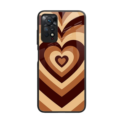 Y2K Brown Hearts back phone cover | glass case for redmi note 11 pro
