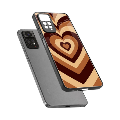 Y2K Brown Hearts sleek redmi note 11 pro cover with tempered glass back and TPU edges