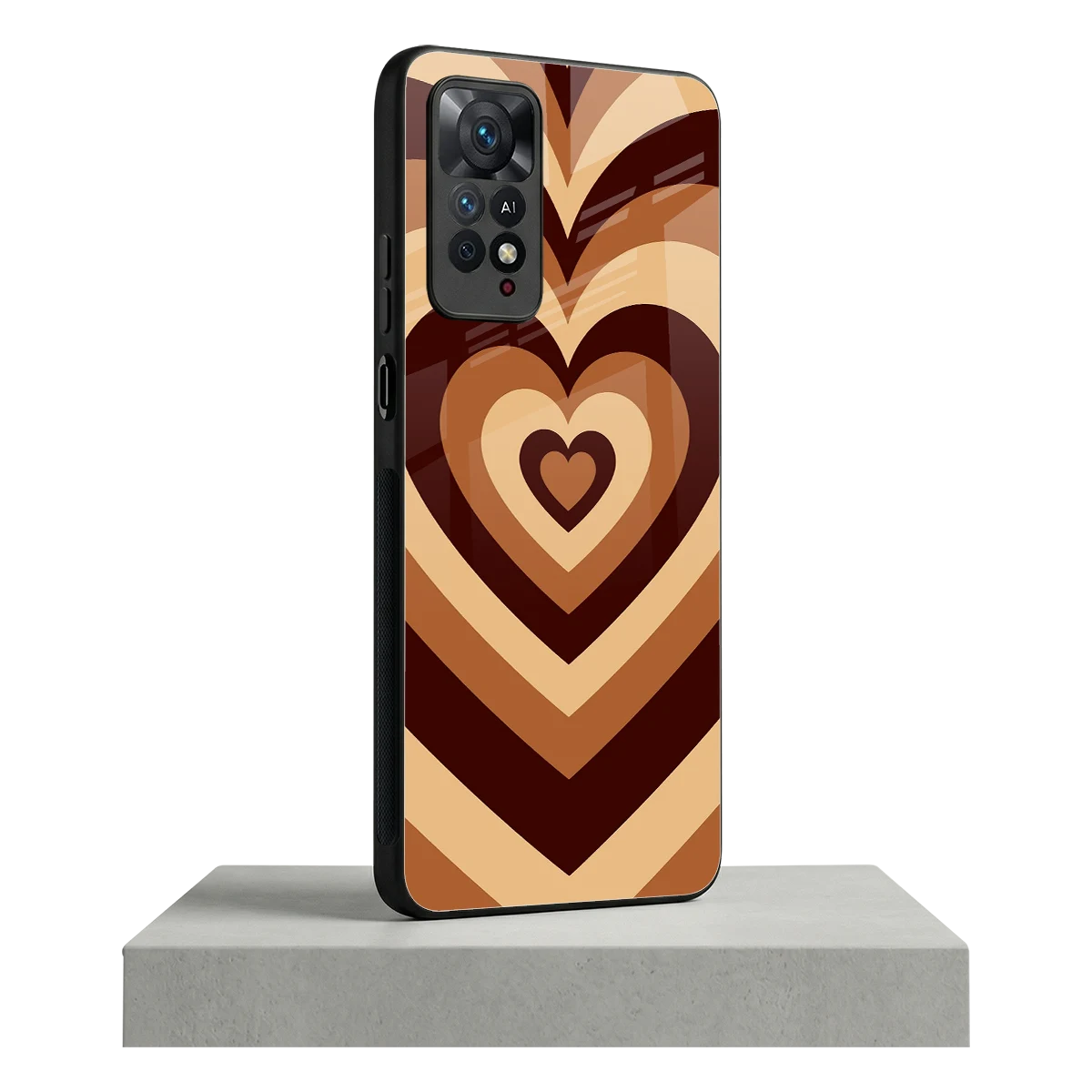 Y2K Brown Hearts redmi note 11 pro mobile cover | shockproof glass phone case