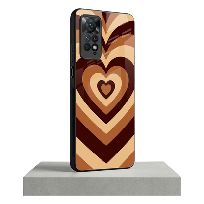 Y2K Brown Hearts redmi note 11 pro mobile cover | shockproof glass phone case