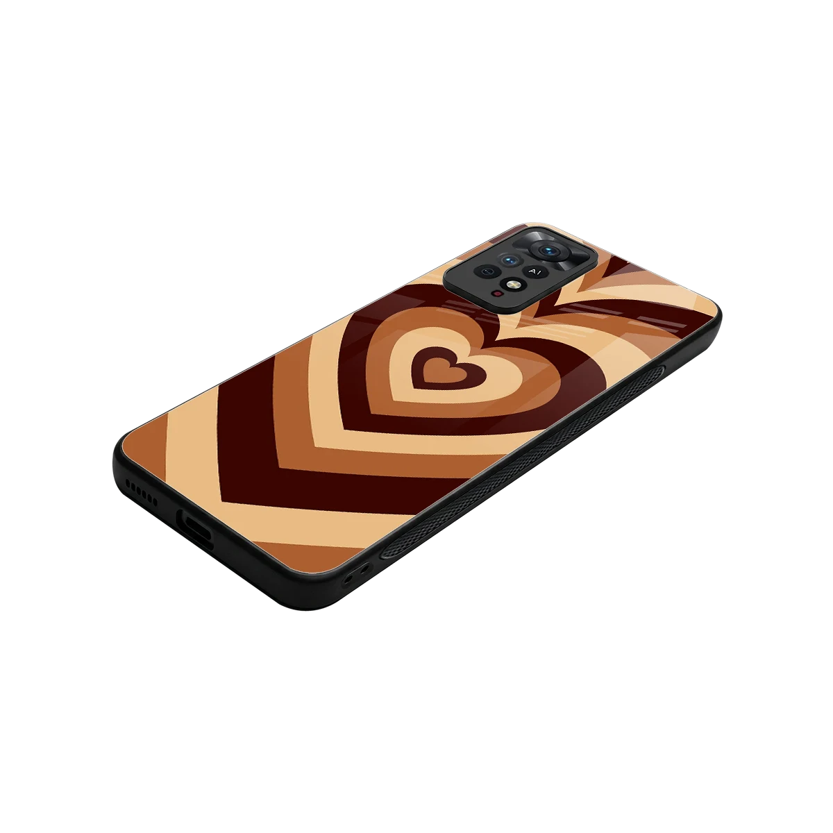 Y2K Brown Hearts stylish phone case for redmi note 11 pro | glossy glass and slim fit