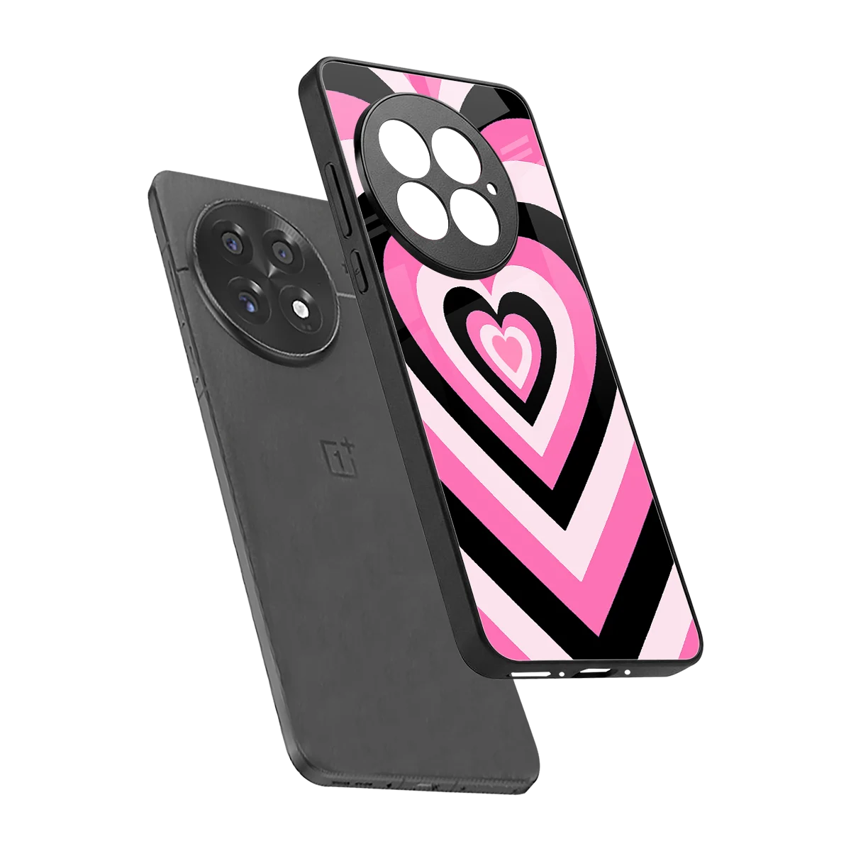 Y2K Bubblegum Hearts sleek oneplus 13 cover with tempered glass back and TPU edges