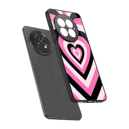Y2K Bubblegum Hearts sleek oneplus 13 cover with tempered glass back and TPU edges