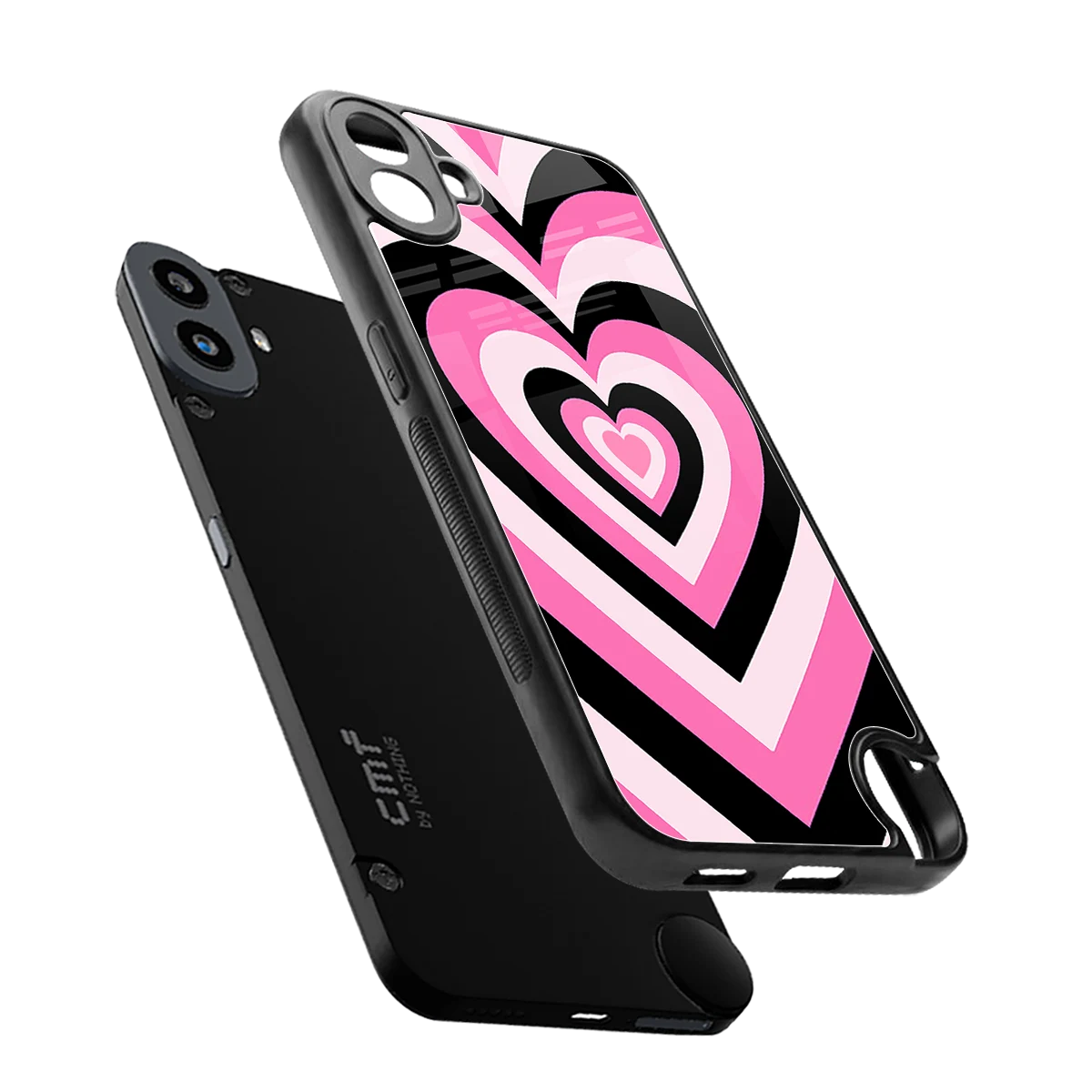 Y2K Bubblegum Hearts sleek cmf nothing phone 1 cover with tempered glass back and TPU edges