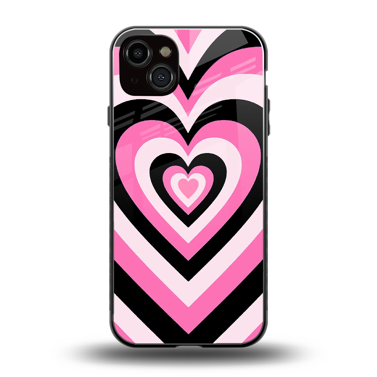 Y2K Bubblegum Hearts back phone cover | glass case for iphone 15 plus