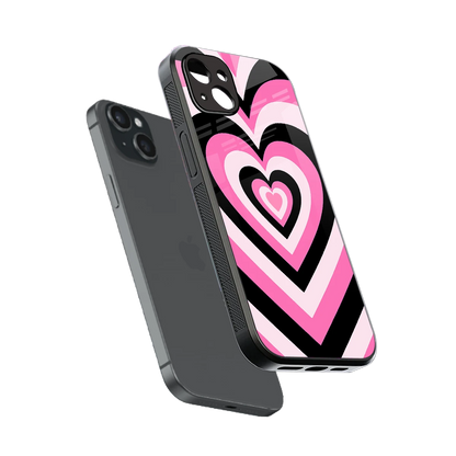 Y2K Bubblegum Hearts sleek iphone 14 plus cover with tempered glass back and TPU edges