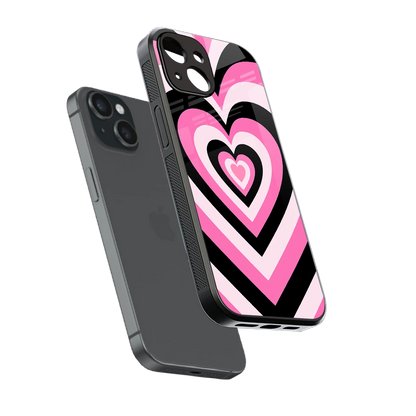 Y2K Bubblegum Hearts sleek iphone 15 cover with tempered glass back and TPU edges
