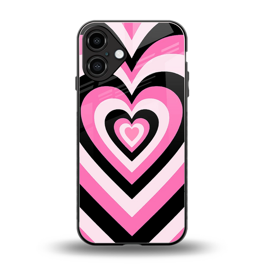 Y2K Bubblegum Hearts back phone cover | glass case for iphone 16 plus