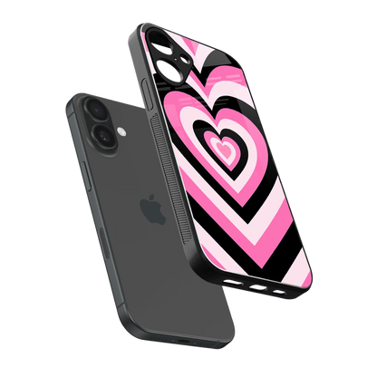 Y2K Bubblegum Hearts sleek iphone 16 plus cover with tempered glass back and TPU edges