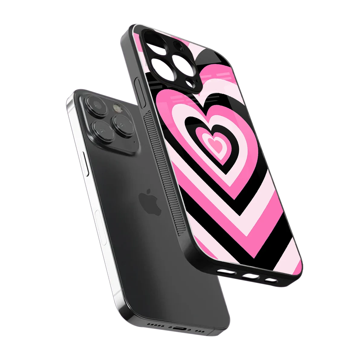 Y2K Bubblegum Hearts sleek iphone 16 pro max cover with tempered glass back and TPU edges