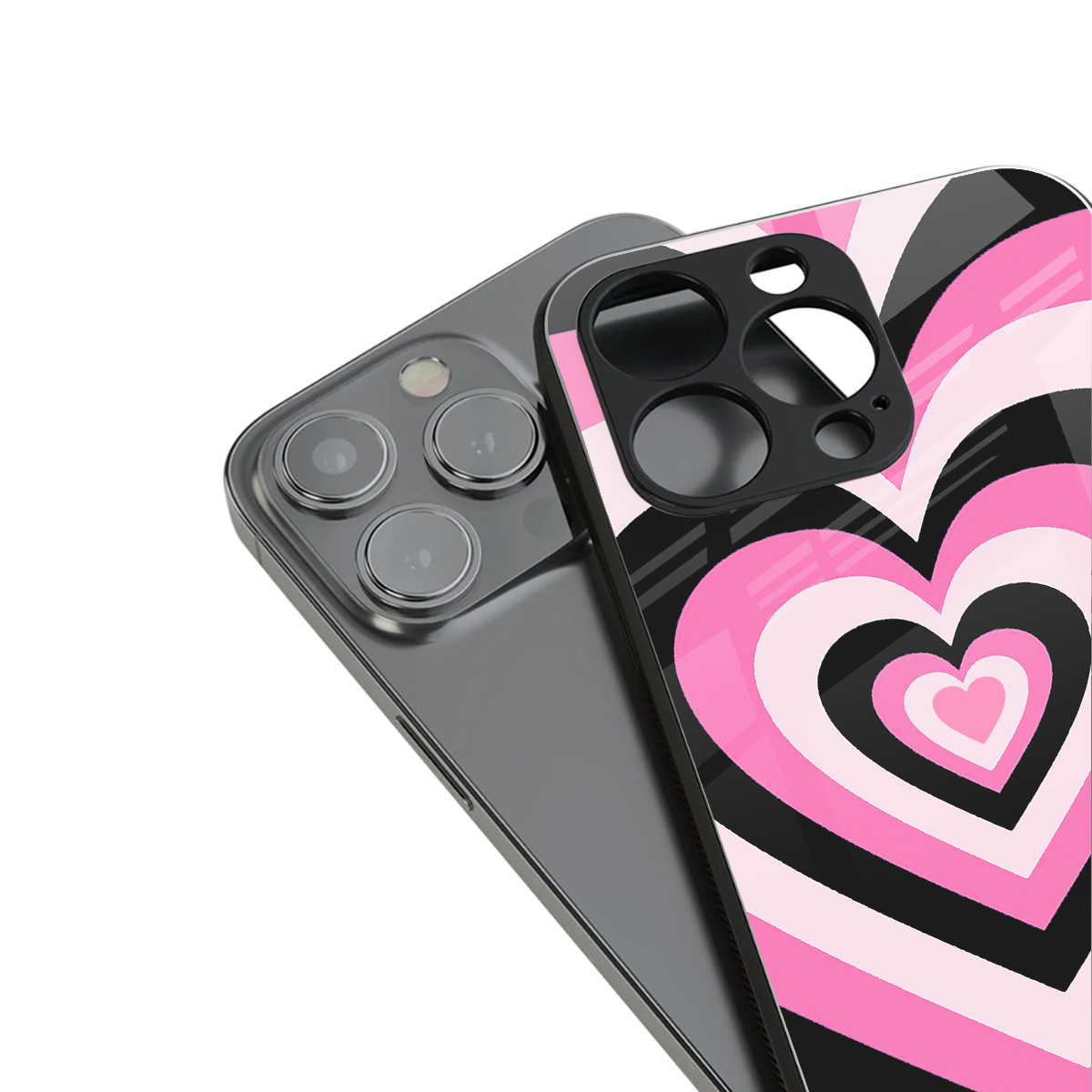 Y2K Bubblegum Hearts stylish phone case for iPhone 16 | glossy glass and slim fit