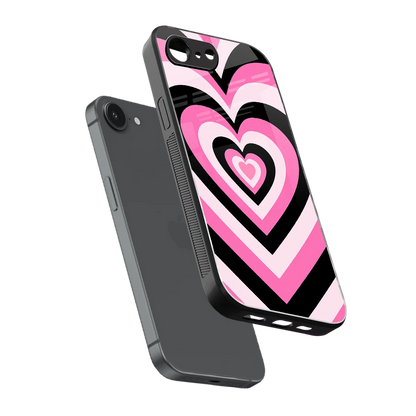 Y2K Bubblegum Hearts sleek iphone 16e cover with tempered glass back and TPU edges