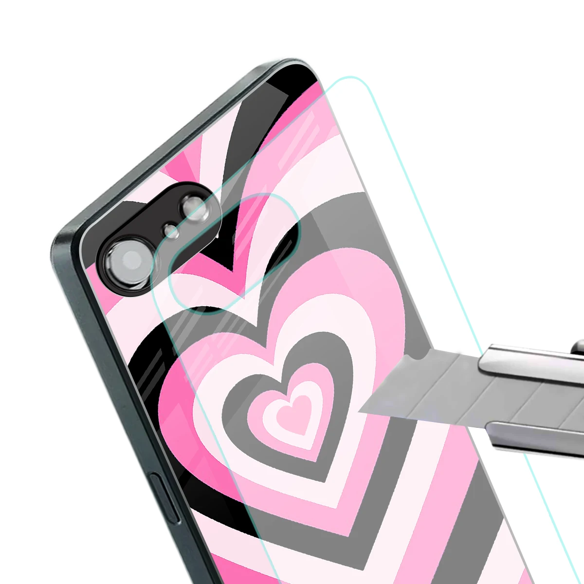 Y2K Bubblegum Hearts stylish phone case for iphone 16e | glossy glass and slim fit