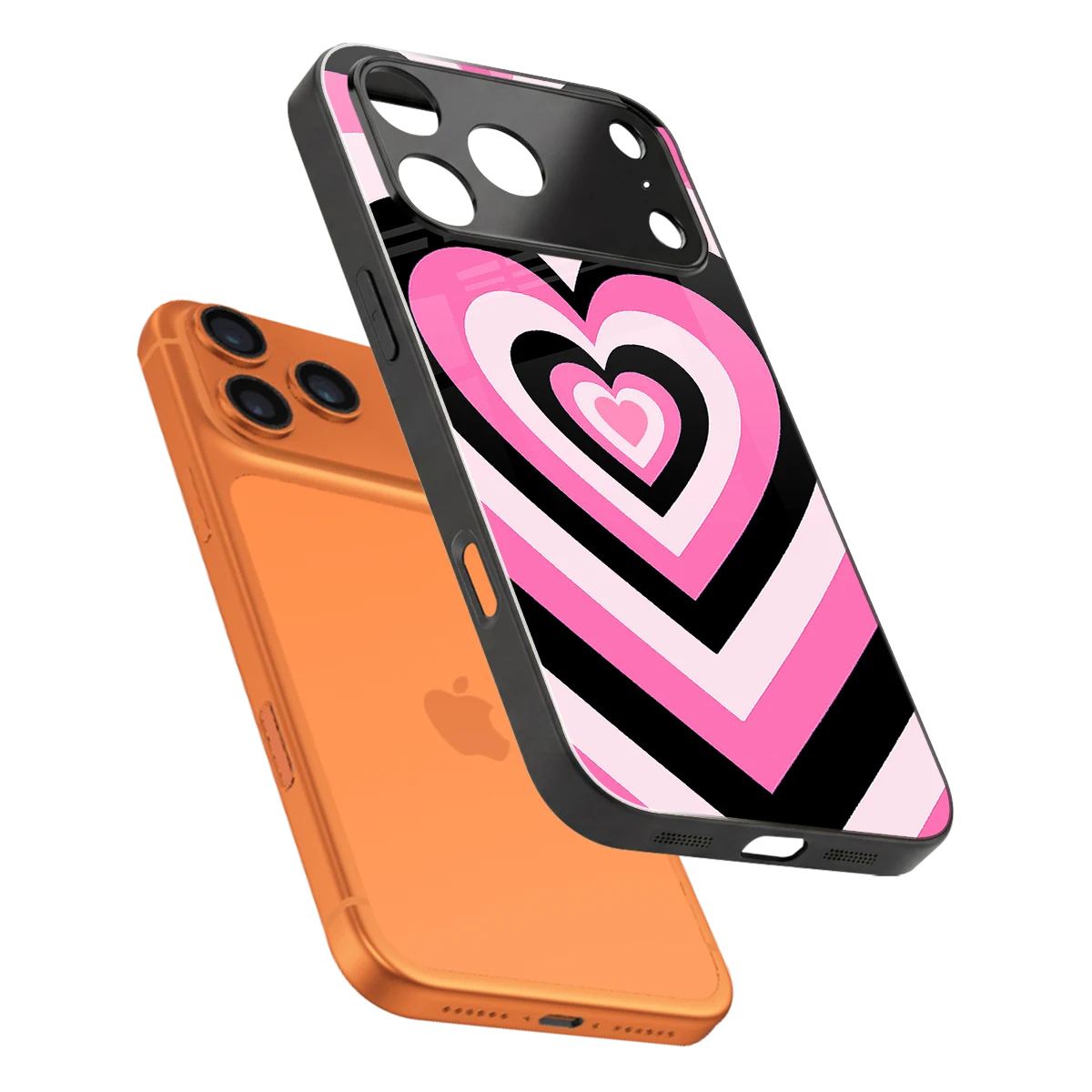 Y2K Bubblegum Hearts sleek iphone 17 pro max cover with tempered glass back and TPU edges