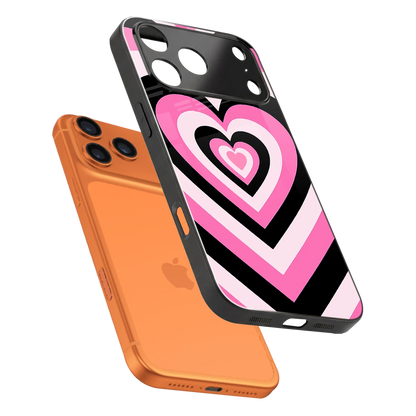 Y2K Bubblegum Hearts sleek iphone 17 pro max cover with tempered glass back and TPU edges