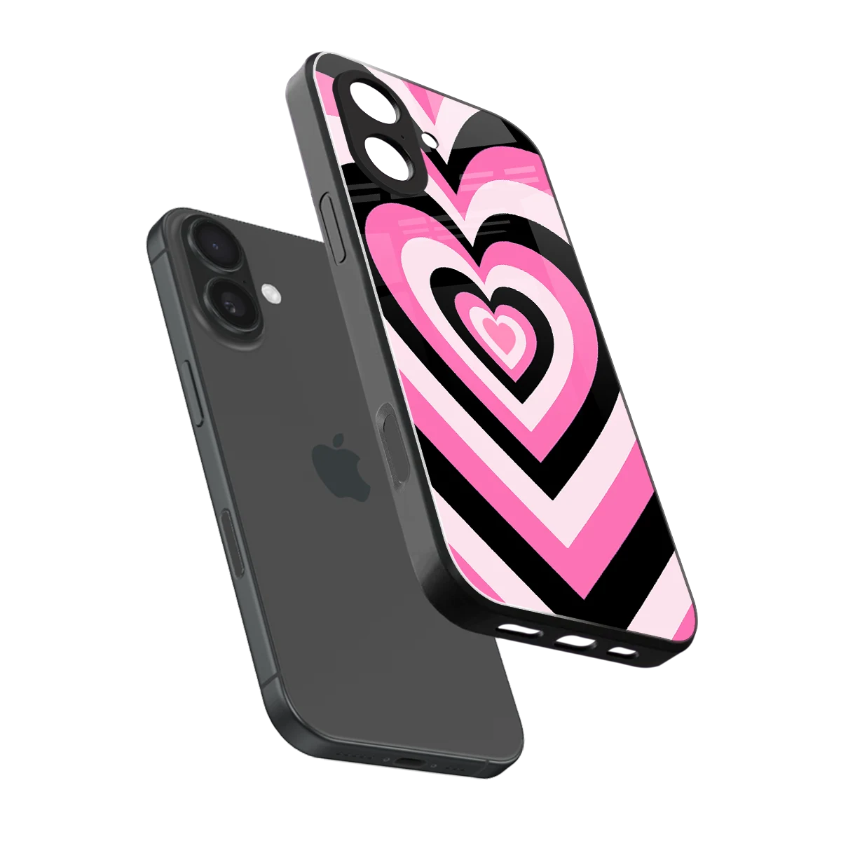 Y2K Bubblegum Hearts sleek iphone 17 cover with tempered glass back and TPU edges