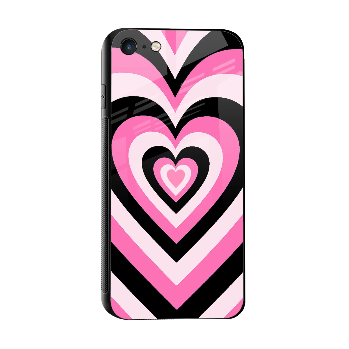 Y2K Bubblegum Hearts sleek iphone 7 cover with tempered glass back and TPU edges