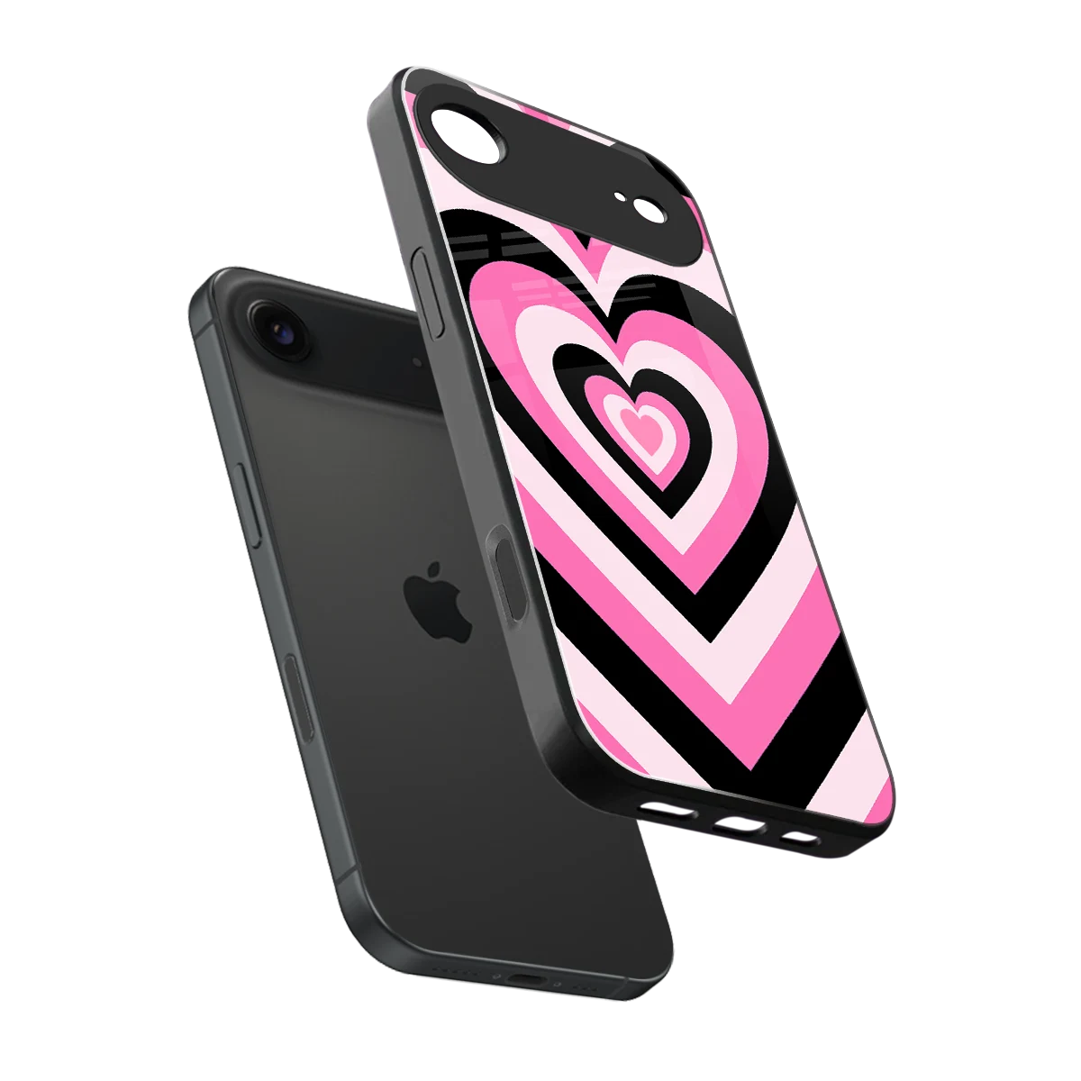 Y2K Bubblegum Hearts sleek iphone air cover with tempered glass back and TPU edges