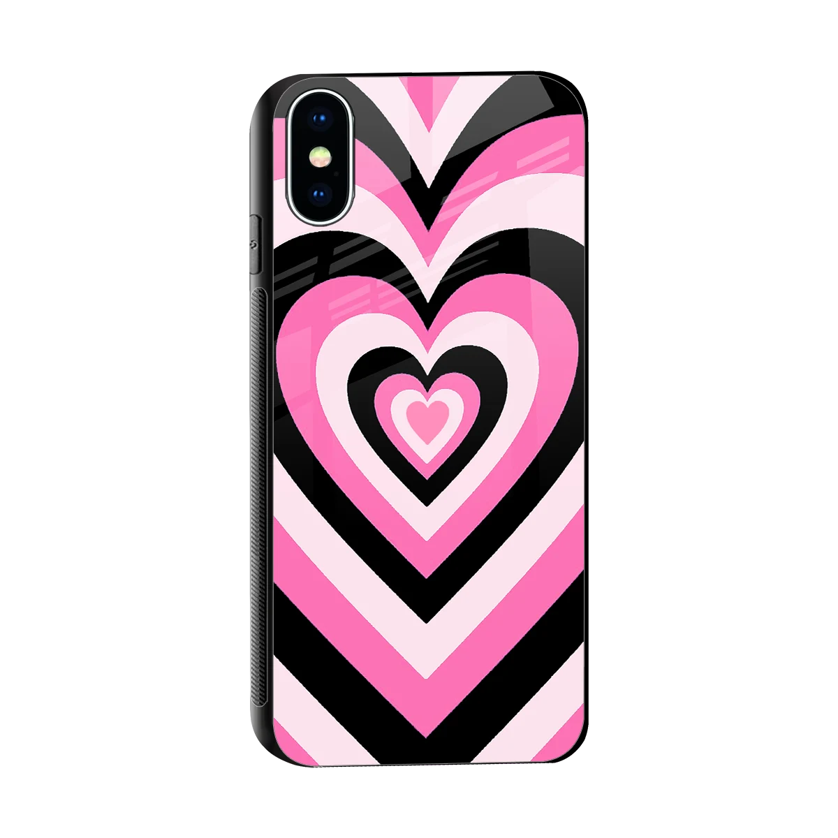 Y2K Bubblegum Hearts sleek iphone x cover with tempered glass back and TPU edges