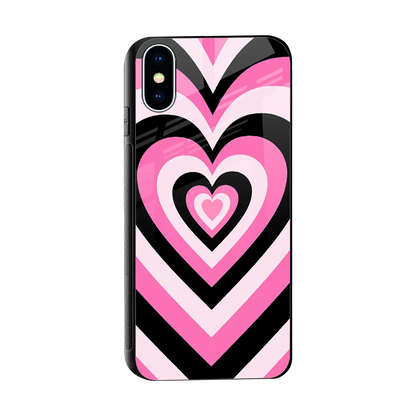 Y2K Bubblegum Hearts sleek iphone x cover with tempered glass back and TPU edges