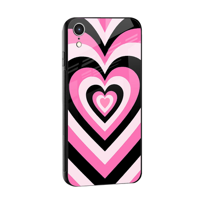 Y2K Bubblegum Hearts sleek iphone xr cover with tempered glass back and TPU edges