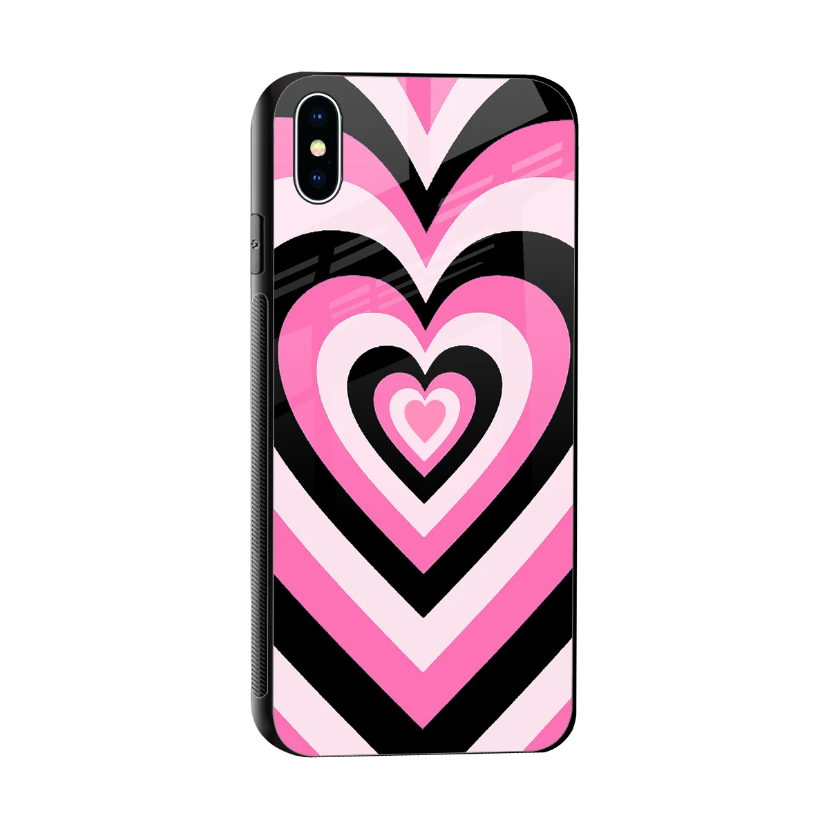Y2K Bubblegum Hearts sleek iphone xs max cover with tempered glass back and TPU edges