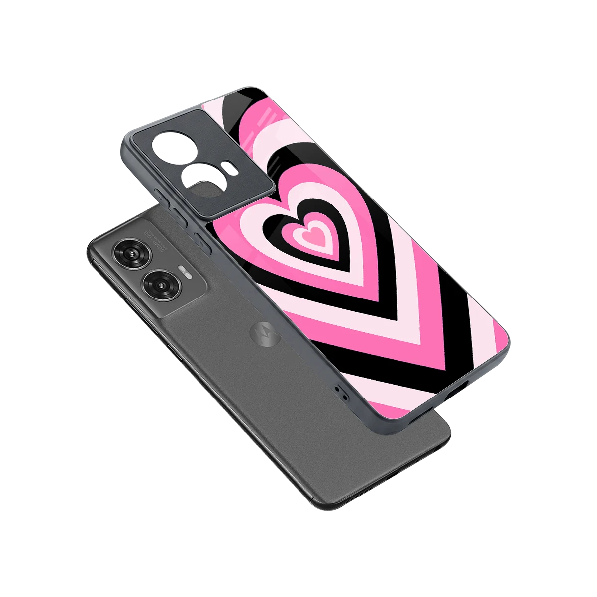 Y2K Bubblegum Hearts sleek motorola edge 50 fusion cover with tempered glass back and TPU edges