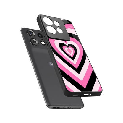 Y2K Bubblegum Hearts sleek motorola edge 50 pro cover with tempered glass back and TPU edges