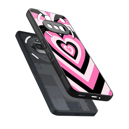 Y2K Bubblegum Hearts sleek nothing phone 3a cover with tempered glass back and TPU edges
