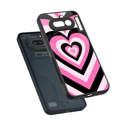 Y2K Bubblegum Hearts sleek nothing phone 4a cover with tempered glass back and TPU edges