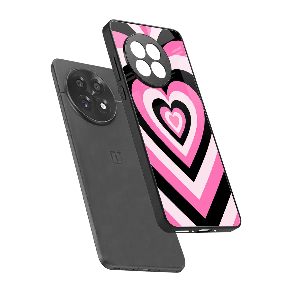 Y2K Bubblegum Hearts sleek oneplus 13r cover with tempered glass back and TPU edges