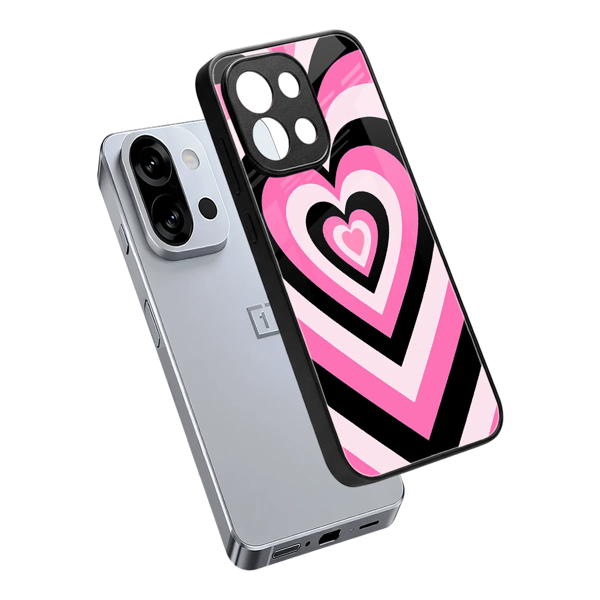 Y2K Bubblegum Hearts sleek oneplus 13s cover with tempered glass back and TPU edges
