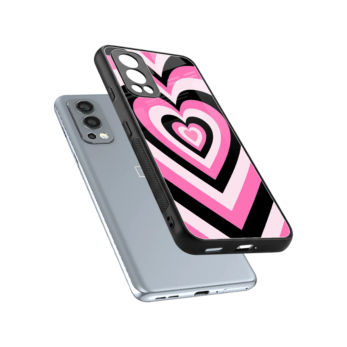 Y2K Bubblegum Hearts sleek oneplus nord 2 cover with tempered glass back and TPU edges