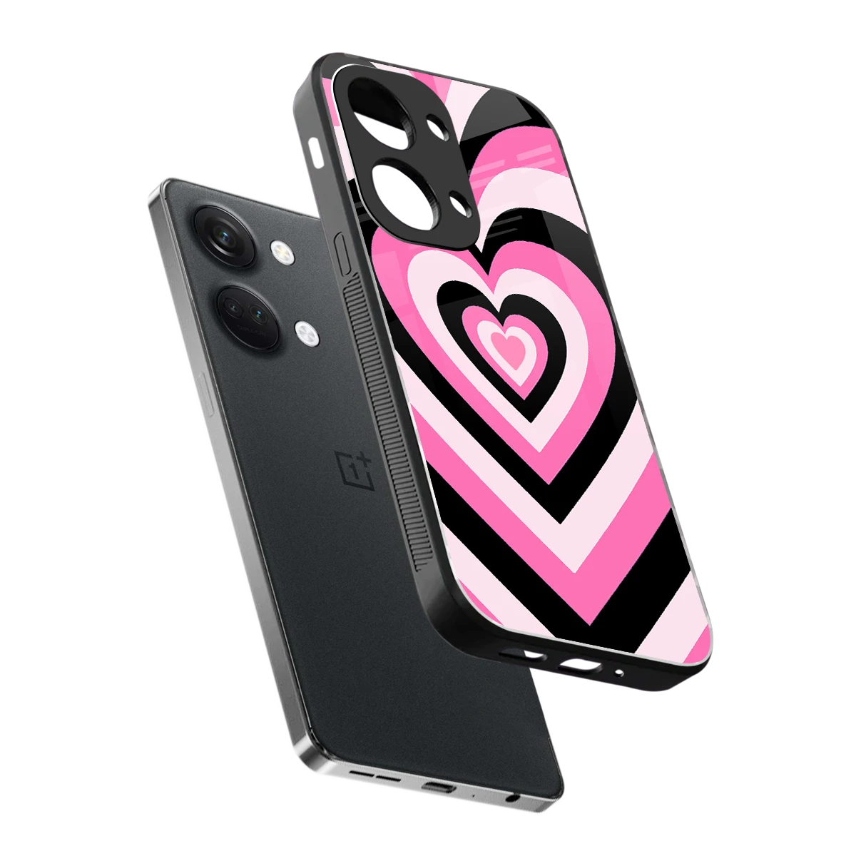 Y2K Bubblegum Hearts sleek oneplus nord 3 cover with tempered glass back and TPU edges