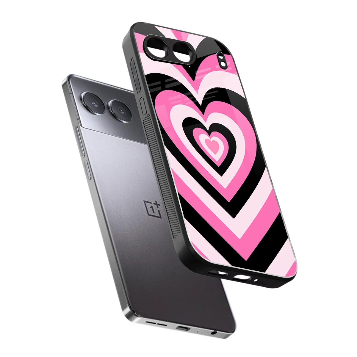 Y2K Bubblegum Hearts sleek oneplus nord 4 cover with tempered glass back and TPU edges