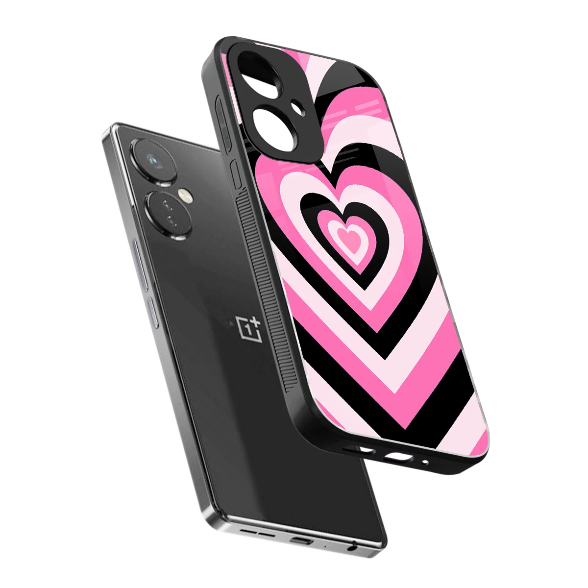 Y2K Bubblegum Hearts sleek oneplus nord ce 3 cover with tempered glass back and TPU edges
