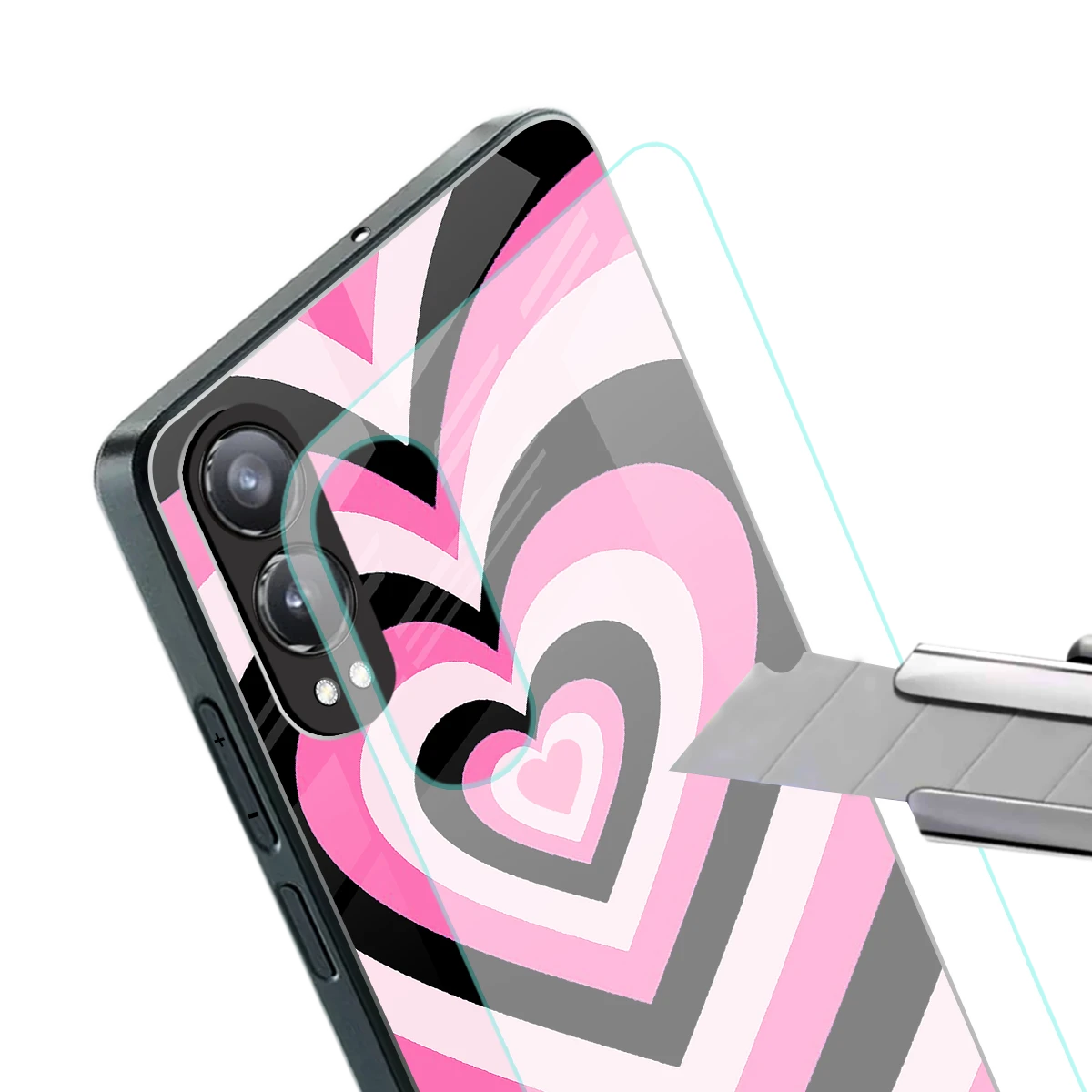 Y2K Bubblegum Hearts stylish phone case for oneplus nord ce 4 lite | glossy glass and slim fit