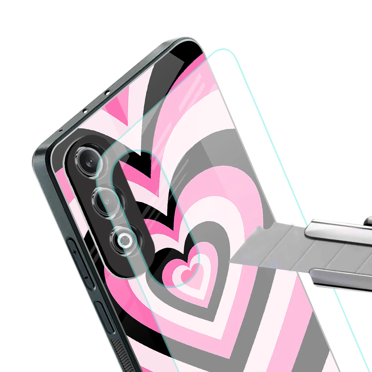 Y2K Bubblegum Hearts stylish phone case for oneplus nord ce 4 | glossy glass and slim fit