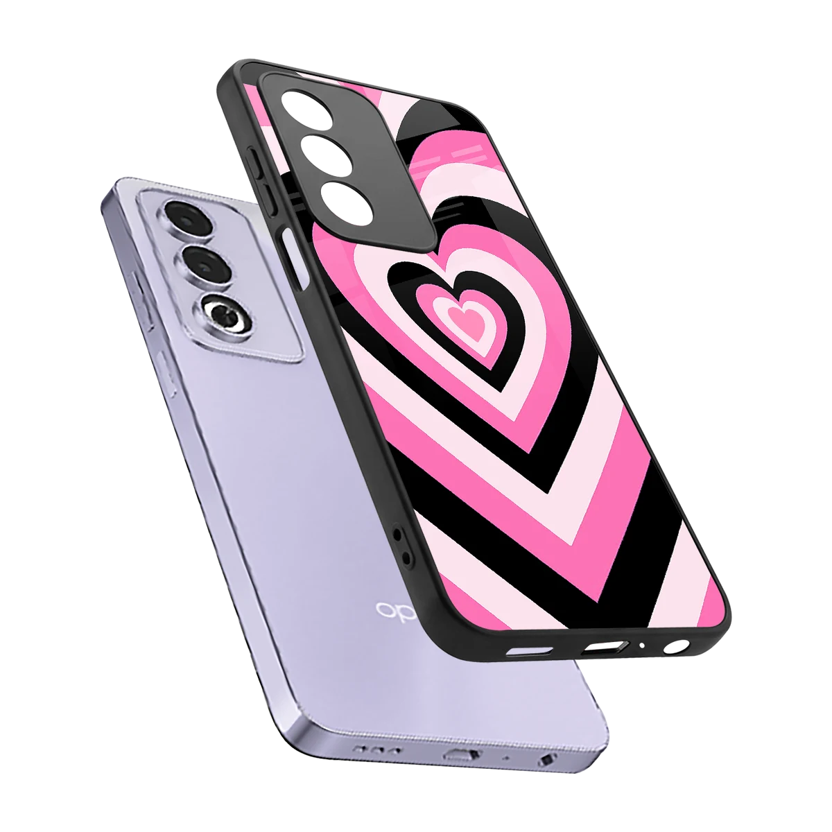 Y2K Bubblegum Hearts sleek oppo a3 pro cover with tempered glass back and TPU edges