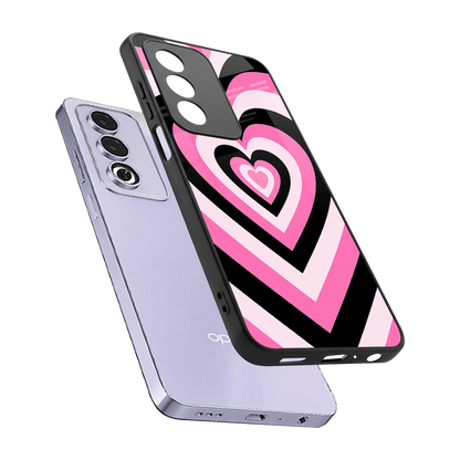 Y2K Bubblegum Hearts sleek oppo a3 pro cover with tempered glass back and TPU edges